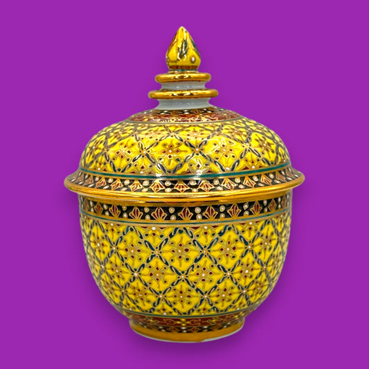 Vintage Thailand Handpainted Ceramic Bowl with Lid – Narai Phand Collectible