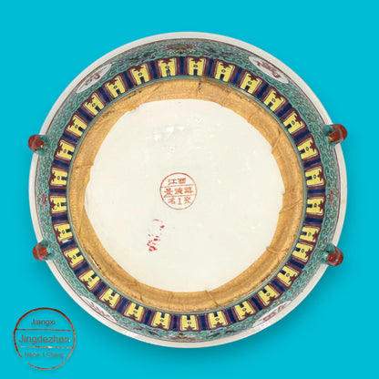 Vintage Chinese Mun Shou Porcelain Soup Tureen – Longevity Pattern Turquoise