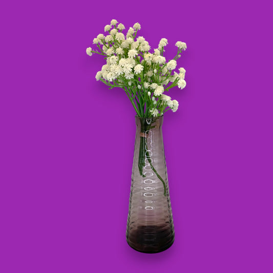 Vintage Ribbed Round Amethyst Glass Bottle – Vase