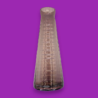 Vintage Ribbed Round Amethyst Glass Bottle – Vase