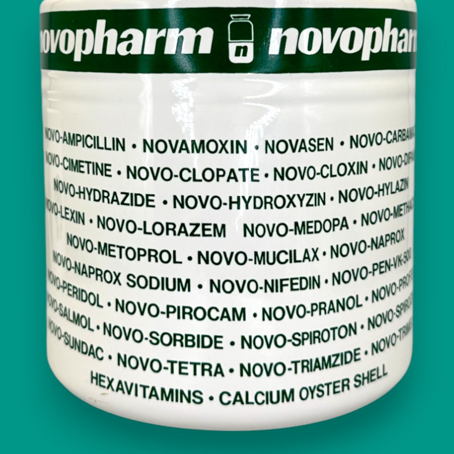 Vintage Novopharm Advertising Apothecary / Pharmacist Ceramic Jar with Lid
