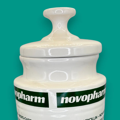 Vintage Novopharm Advertising Apothecary / Pharmacist Ceramic Jar with Lid