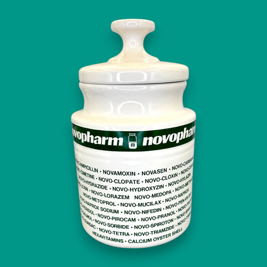 Vintage Novopharm Advertising Apothecary / Pharmacist Ceramic Jar with Lid