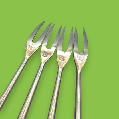Vintage Fondue Forks Set of 4 Wood Handle Stainless Steel Japan