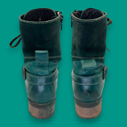 Taos Lace-Up Boots – Green Leather Comfort Style – Women’s 39 / 8.25
