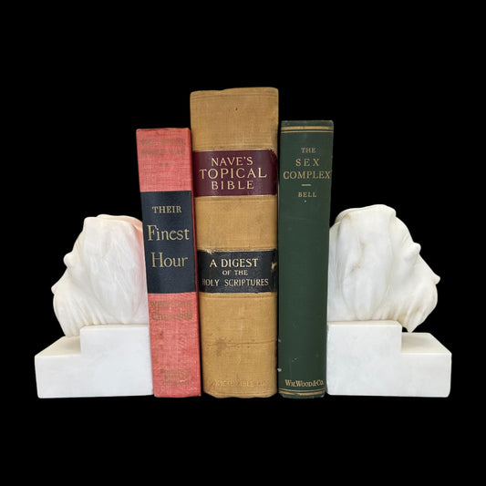 Scottie Dog Bookends – Pair - Vintage Carved White Alabaster / Marble