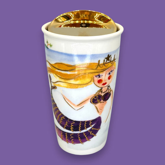 RARE Starbucks Illustrated Mermaid  Ceramic Travel Mug - Replacement Mug 12 fl/oz