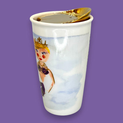 RARE Starbucks Illustrated Mermaid  Ceramic Travel Mug - Replacement Mug 12 fl/oz