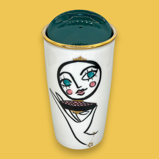 Starbucks Abstract Portrait Modern Blusher Ceramic Travel Mug - Replacment Mug 12 fl/oz (Copy)