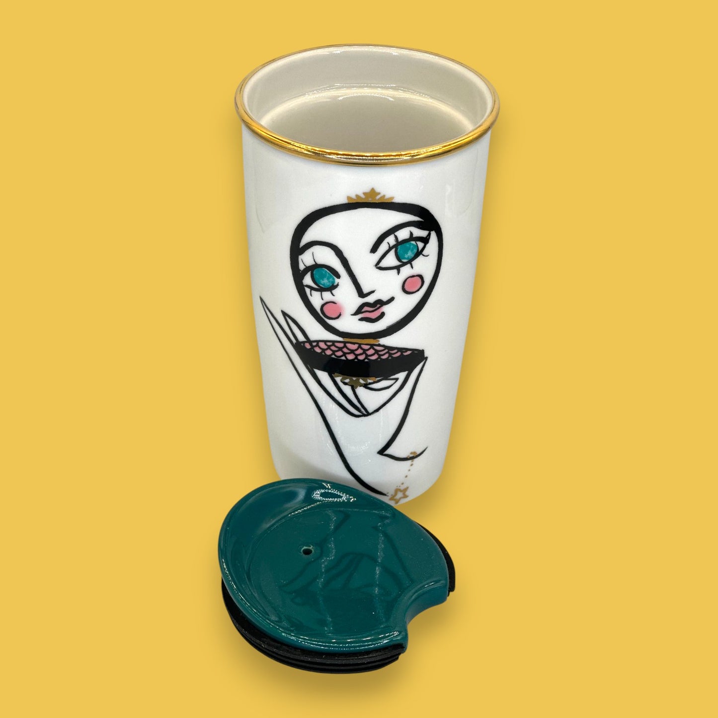 Starbucks Abstract Portrait Modern Blusher Ceramic Travel Mug - Replacment Mug 12 fl/oz (Copy)