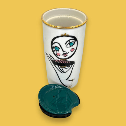 Starbucks Abstract Portrait Modern Blusher Ceramic Travel Mug - Replacment Mug 12 fl/oz (Copy)