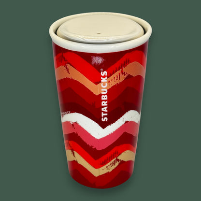 Starbucks Red, White, Gold Zig Zag Geometric Design Travel Mug - Replacement Mug