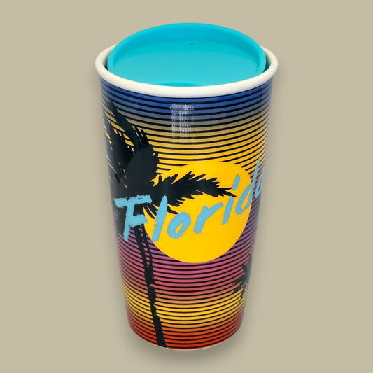 Starbucks Florida Palm Tree Sunset Retro Ceramic Travel Mug