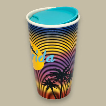 Starbucks Florida Palm Tree Sunset Retro Ceramic Travel Mug