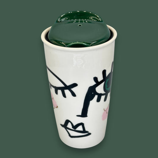 Starbucks "Winking Eye Siren" Abstract Ceramic Travel Mug - Replacement