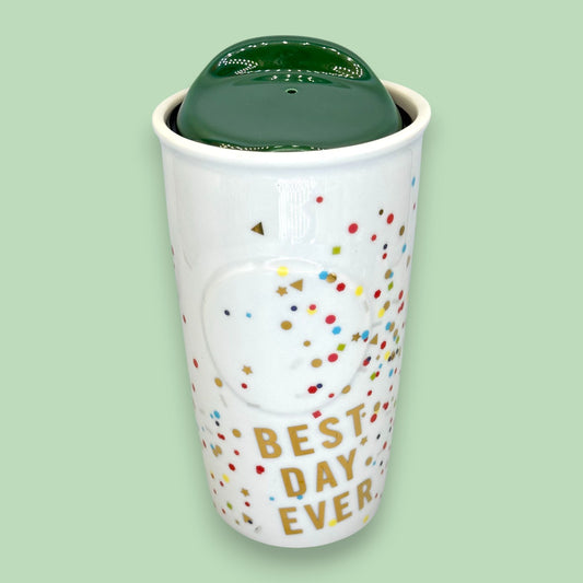Starbucks "Best Day Ever" Confetti Ceramic Traveler Tumbler Pitch - Replacement