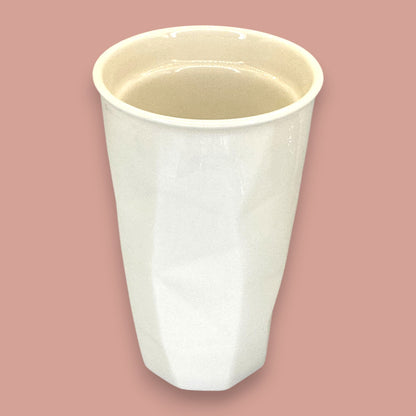 Starbucks White Faceted Ceramic Travel Mug Red Lid - Replacement Mug 10 fl/oz
