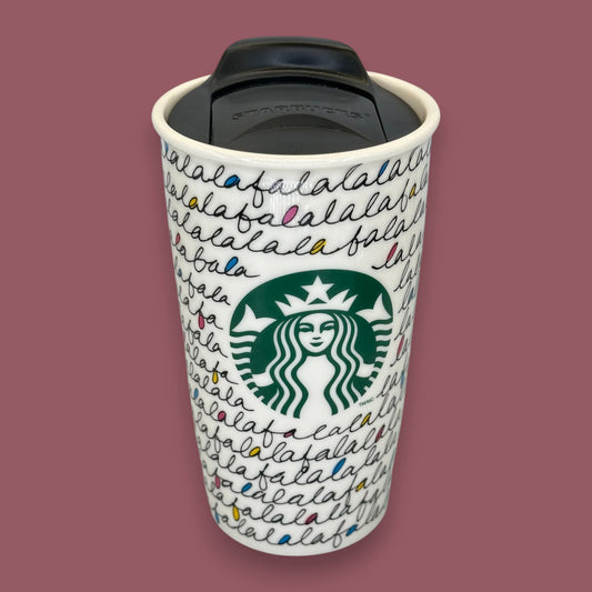 Starbucks Fa La La Holiday 2011 Ceramic Travel Mug - Seasonal Replacement Mug 12 fl/oz