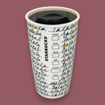Starbucks Fa La La Holiday 2011 Ceramic Travel Mug - Seasonal Replacement Mug 12 fl/oz