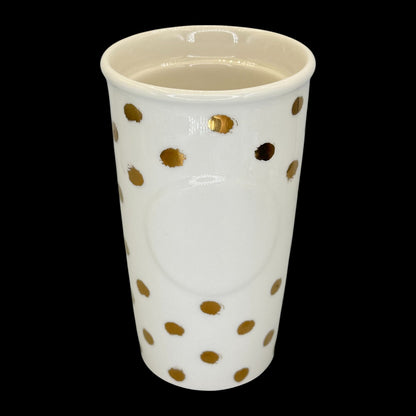 Starbucks White and Gold Dot Ceramic Travel Mug - Replacement Mug 10 fl/oz