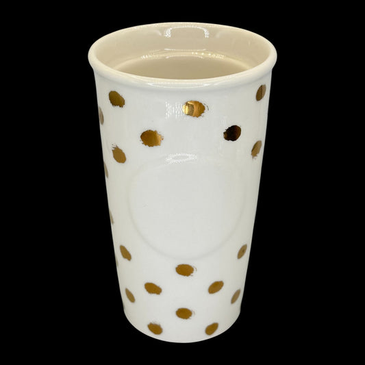 Starbucks White and Gold Dot Ceramic Travel Mug - Replacement Mug 10 fl/oz