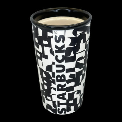Starbucks Black & White Logo Typography Ceramic Travel Mug - Replacement Mug 10 fl/oz