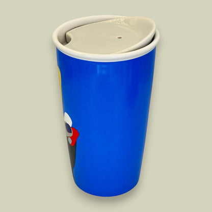 Starbucks Blue Peace Sign Ceramic Travel Tumbler 12oz - Replacement Mug
