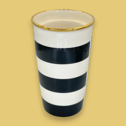 Starbucks Black Stripe Tuxedo Ceramic Travel Mug - Replacement Mug 12 fl/oz