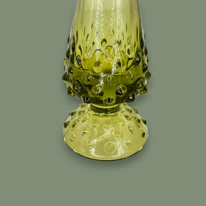 Green Hobnail Fenton Glass Vase – Vintage 1970s Avocado Bud Vase