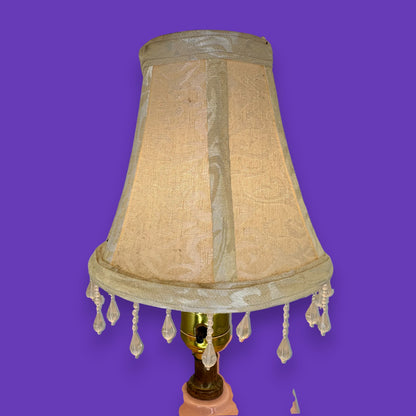 Pink Ceramic Elephant Lamp - Vintage 1980 - With Jeweled Shade