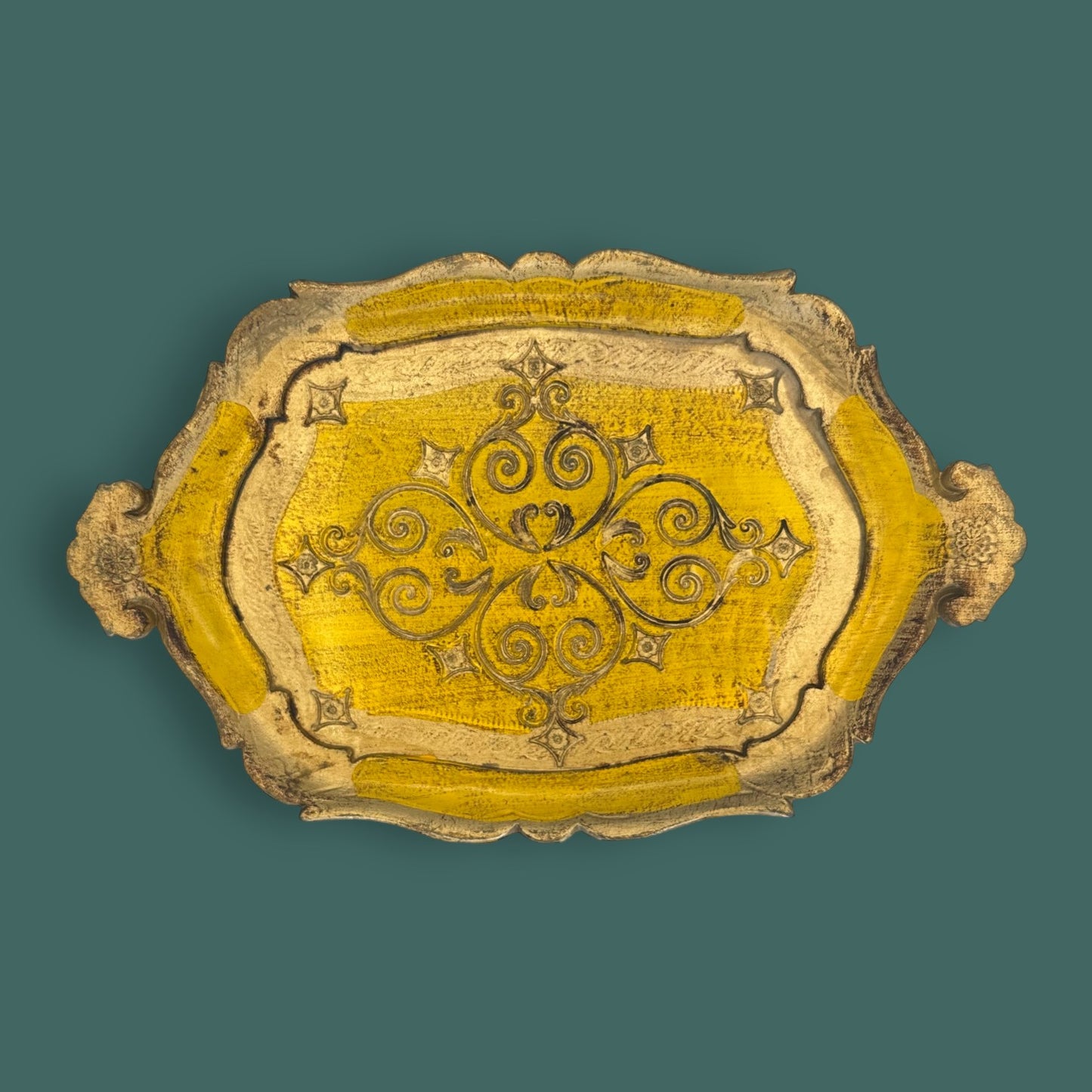 Vintage Florentine Hand-Painted Serving Tray