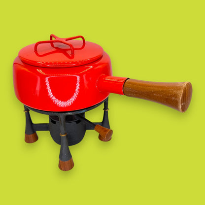 Dansk Design France Red Enamel Fondue Pot with Cast Iron Base - Jens Quistgaard KobenStyle
