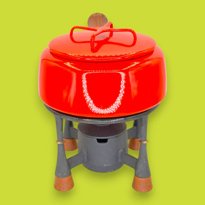 Dansk Design France Red Enamel Fondue Pot with Cast Iron Base - Jens Quistgaard KobenStyle