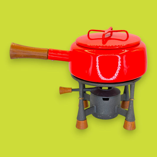 Dansk Design France Red Enamel Fondue Pot with Cast Iron Base - Jens Quistgaard KobenStyle