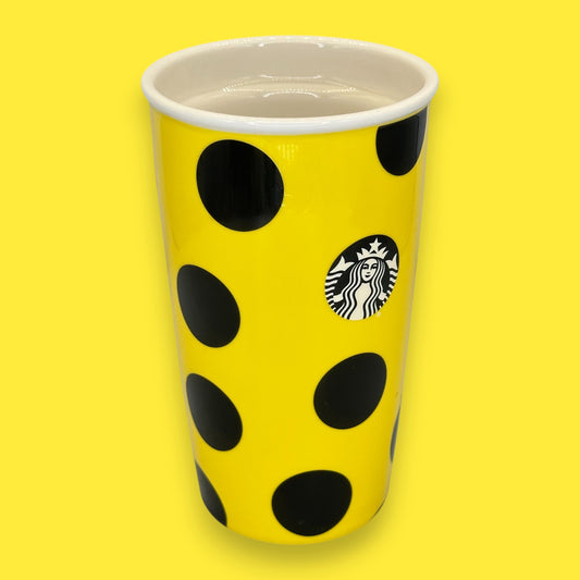Starbucks Ceramic Travel Replacement Mug – Yellow Polka Dot 12 fl oz