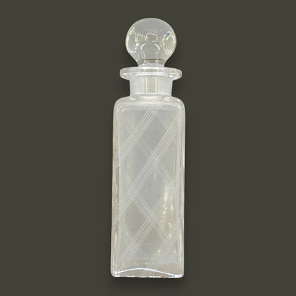 Vintage Art Deco Apothecary Bottles – Etched Glass with Round Stoppers (Set of 3)