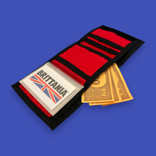 Vintage 1980's Brittania Trifold Wallet – Red & Black Nylon - New Old Stock