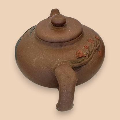 Chinese Ceramic Teapot with Leaf Motif - Antique