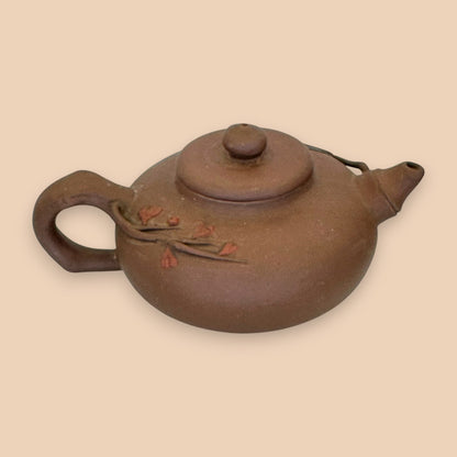 Chinese Ceramic Teapot with Leaf Motif - Antique