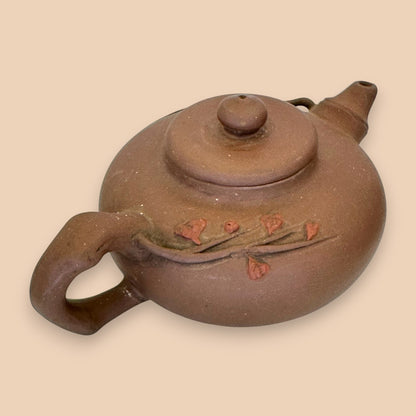 Chinese Ceramic Teapot with Leaf Motif - Antique
