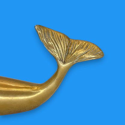Vintage Brass Humpback Whale – Mid-Century Nautical Paperweight