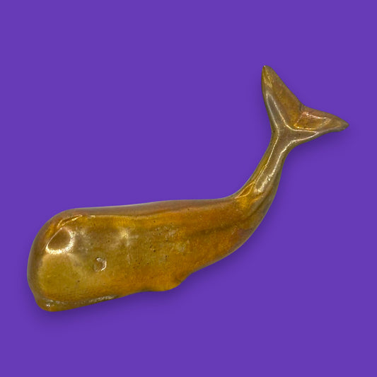 Vintage Miniature Brass Sperm Whale – Nautical Paperweight