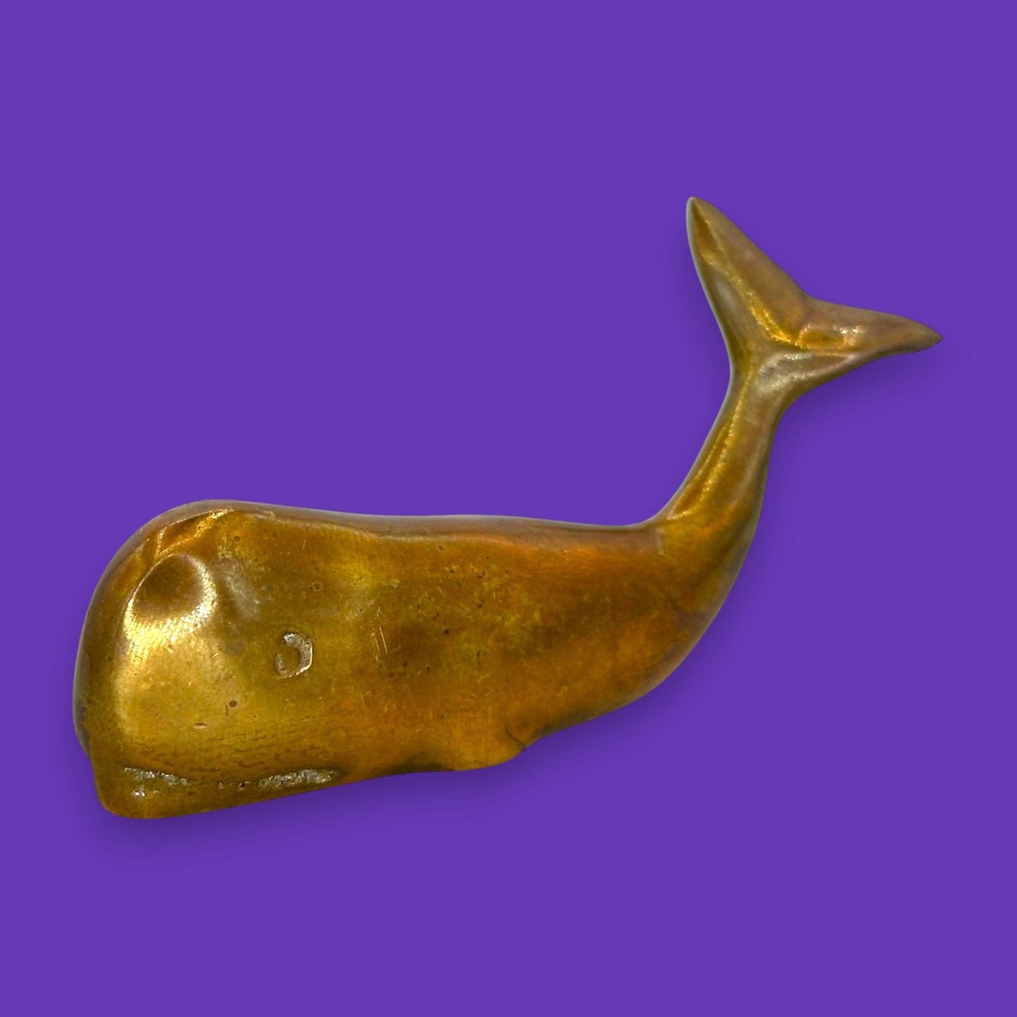 Vintage Miniature Brass Sperm Whale – Nautical Paperweight