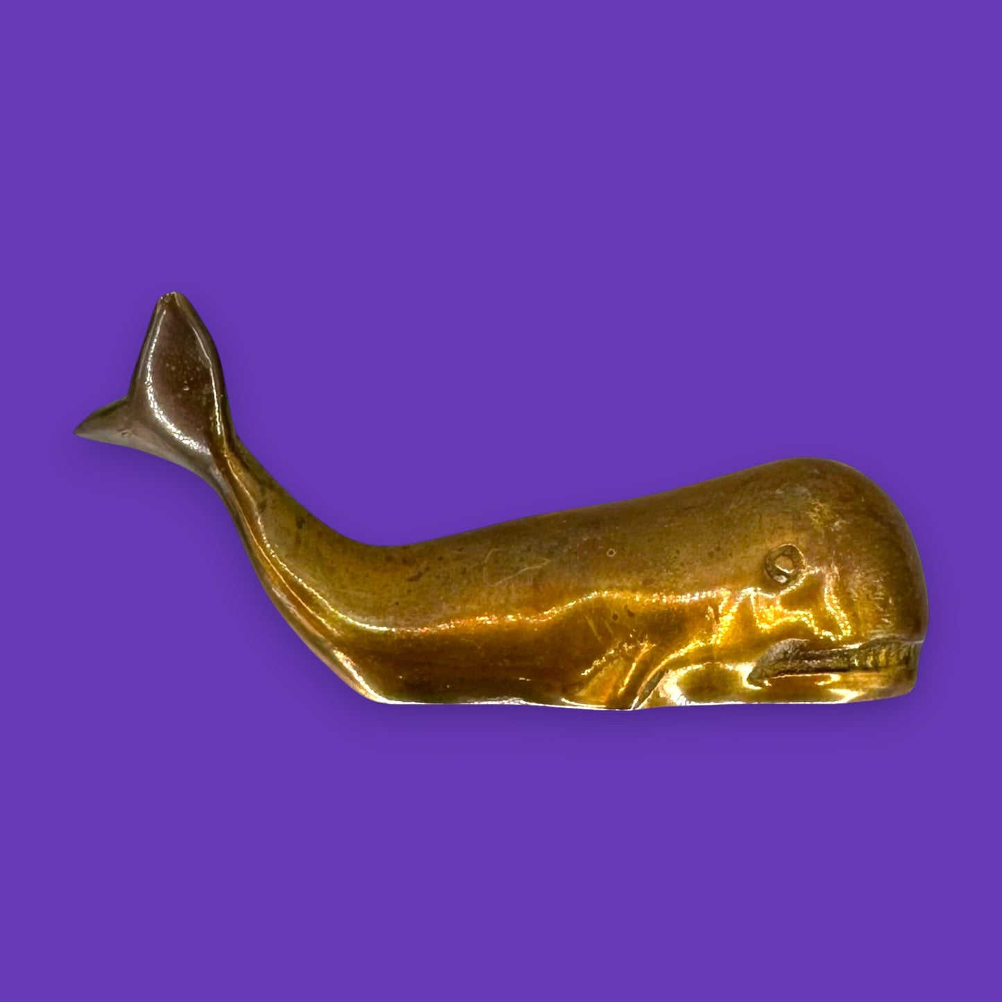 Vintage Miniature Brass Sperm Whale – Nautical Paperweight