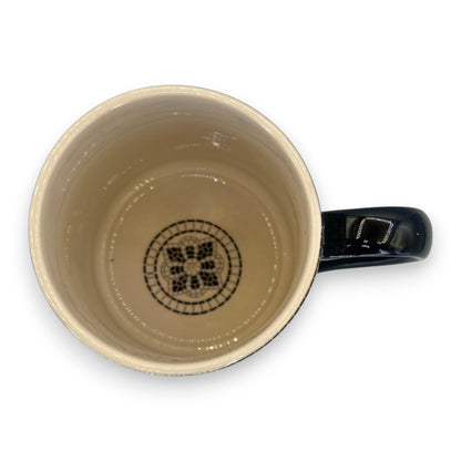 Anthropologie Elegant Monogram Initial J Coffee Mug - Stylish Black & White Bistro Tile Design