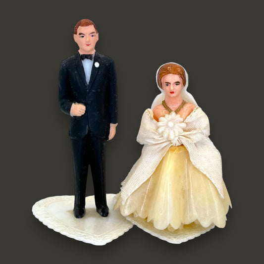 Vintage Bride and Groom Cake Toppers 1960s