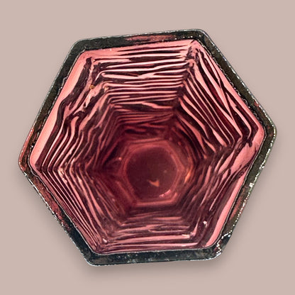 Purple Glass Vase - Vintage Textured Hexagonal Amethyst Coloured Tajima Glass