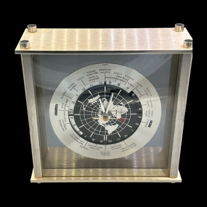 Vintage Seiko Quartz World Time Zone Clock with Airplane Second Hand
