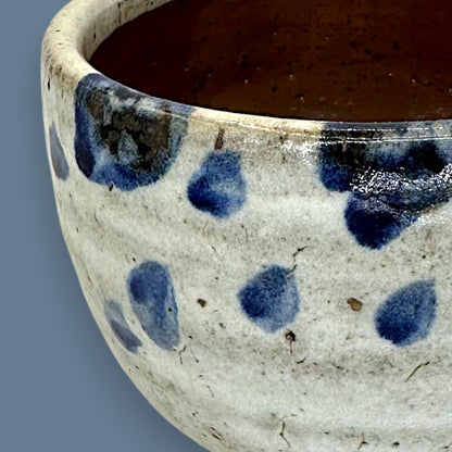 Blue Dot Ceramic Grey Bowl – Handcrafted Studio Pottery