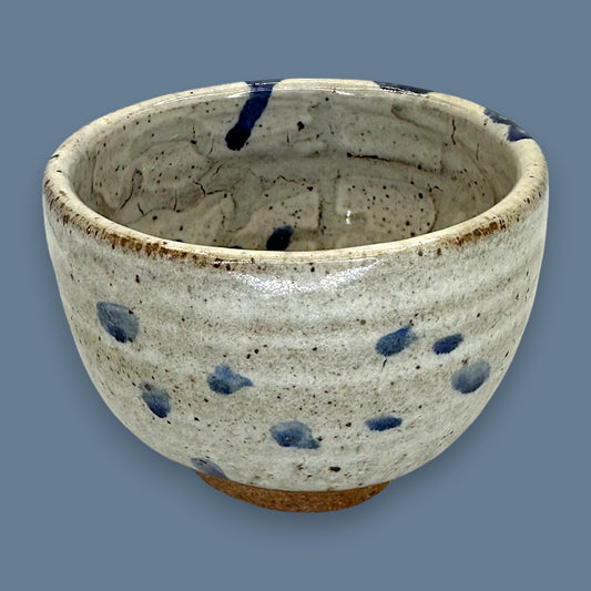 Blue Dot Ceramic Grey Bowl – Handcrafted Studio Pottery